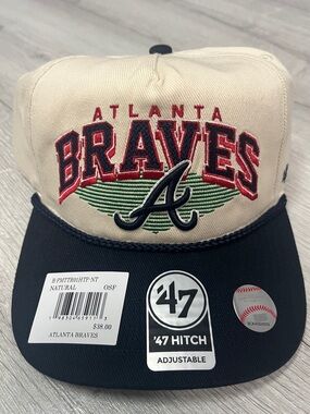‘47 Atlanta Braves Snap-Back Hat in Natural and Black (brand new with tags)